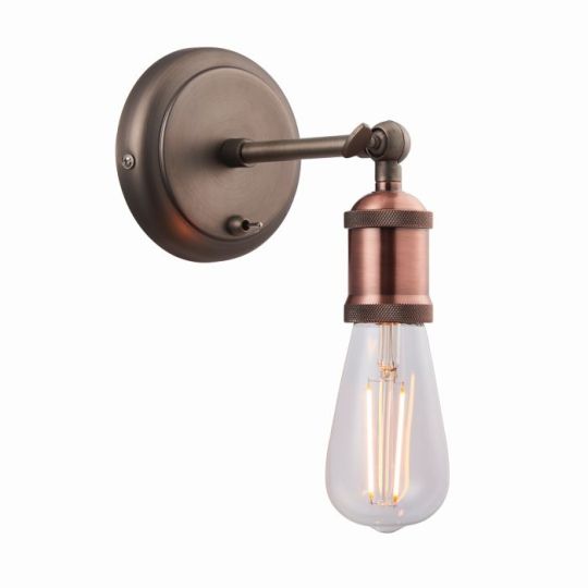Endon Hal 1lt Wall in Aged Pewter & Aged Copper Plate