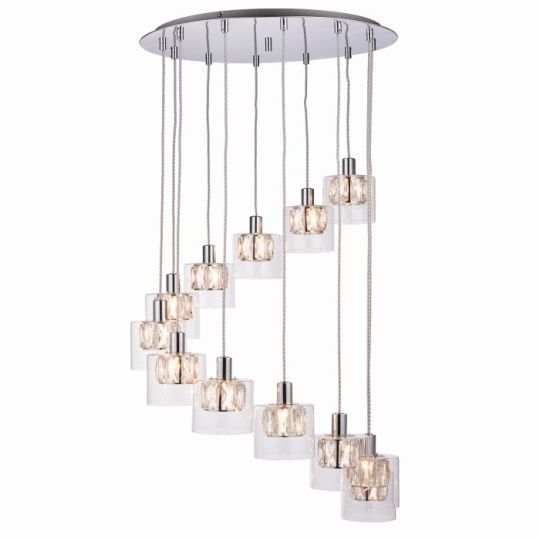 Endon Verina 12lt Pendant in Chrome Plate & Clear Glass