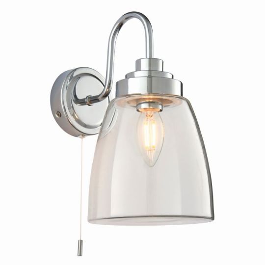 Endon Ashbury 1lt Wall in Clear Glass & Chrome Plate