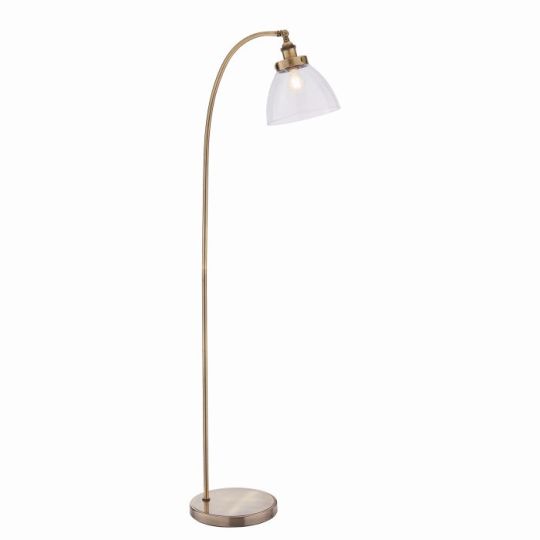 Endon Hansen 1lt Floor in Antique Brass Plate & Clear Glass