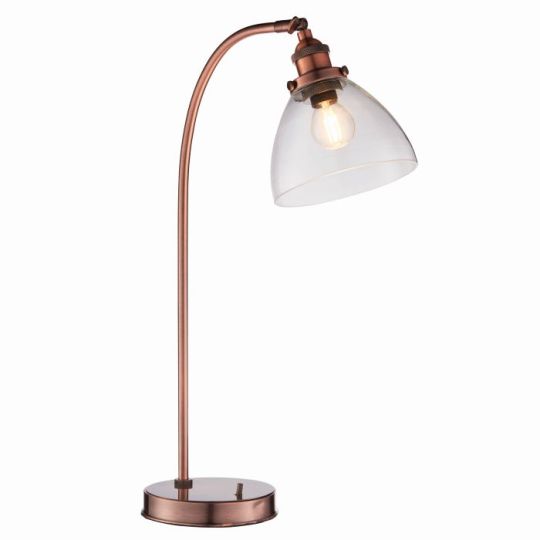 Endon Hansen 1lt Table in Aged Copper Plate & Clear Glass