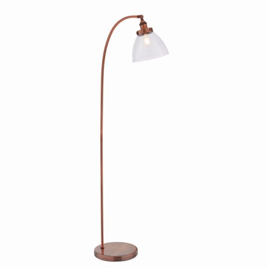 Endon Hansen 1lt Floor in Aged Copper Plate & Clear Glass