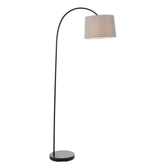 Endon Carlson 1lt Floor in Matt Black & Light Grey Fabric