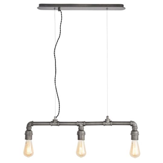 Endon Pipe 3lt Pendant in Aged Pewter Paint