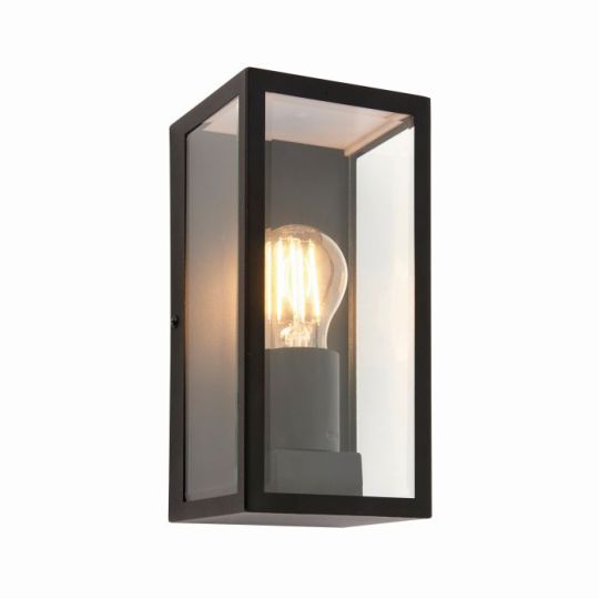 Endon Oxford 1lt Wall in Matt Black & Clear Glass