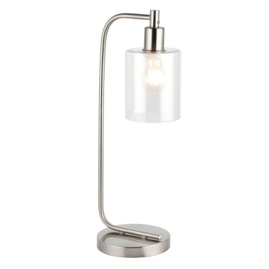 Endon Toledo 1lt Table in Brushed Nickel Plate & Clear Glass