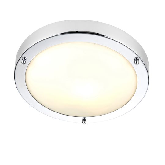 Endon Lighting Portloe Chrome Plate & Frosted Glass 1 Light Bathroom Flush Light 91830