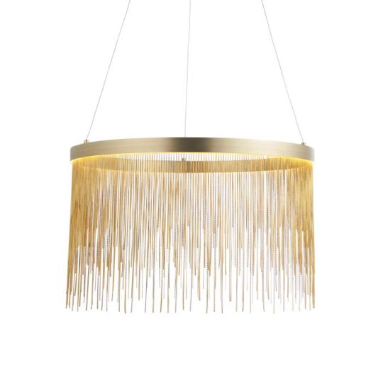 Endon Zelma 1lt Pendant in Satin Brass Plate & Gold Effect Chain