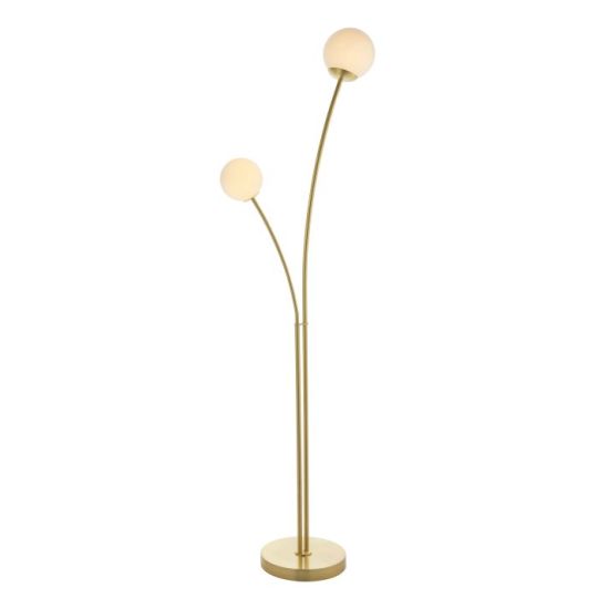 Endon Bloom 2lt Floor in Satin Brass Plate & Opal Glass