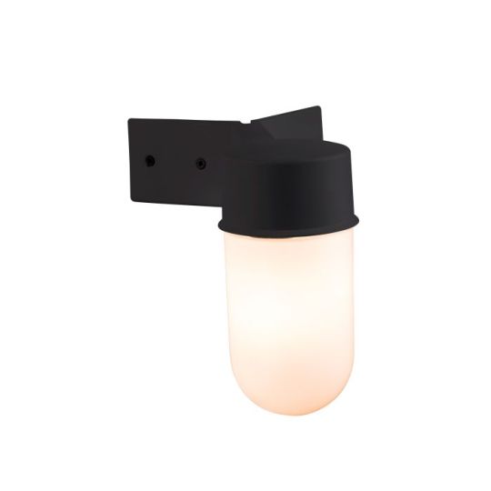 Saxby Ware Wall Corner Ip44 40W in Black Pc & White Glass