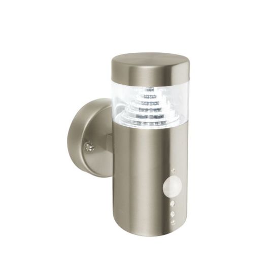 Saxby Pyramid Wall Pir Ip44 3.3W in Brushed Stainless Steel & Clear Pc