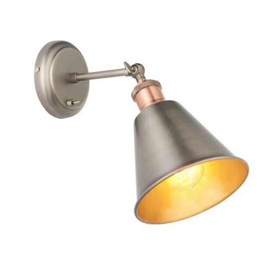 Endon Hal 1lt Wall in Aged Pewter & Aged Copper Plate