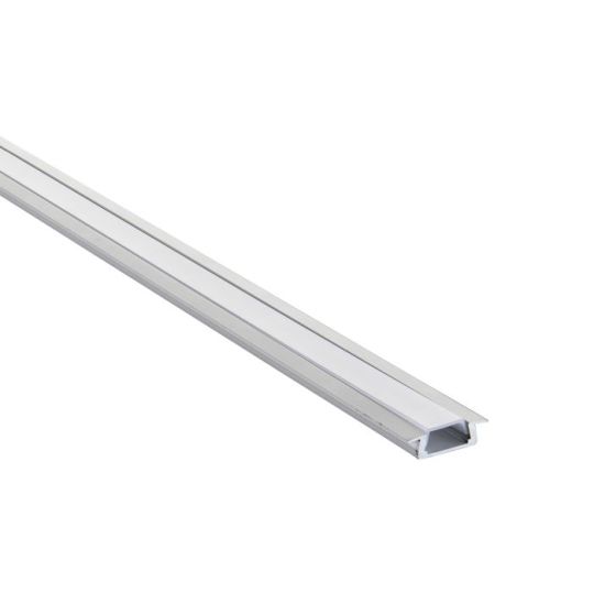 Saxby Rigelslim Recessed 2M Aluminium Profile/Extrusion Silver in Silver Anodised & Opal Pc