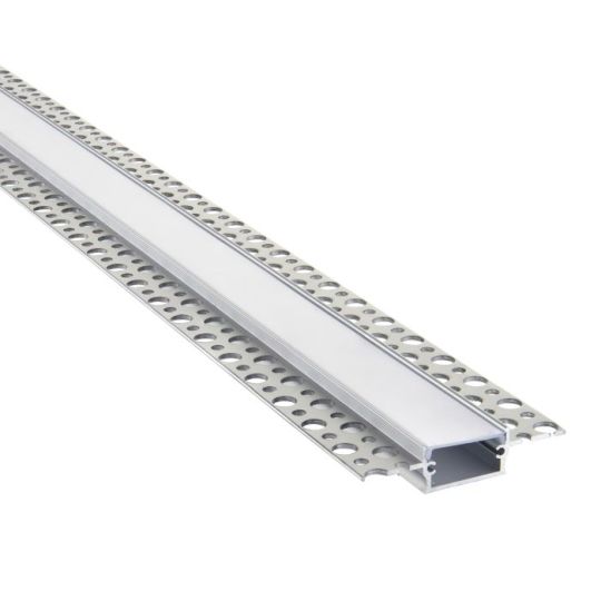 Saxby Rigel Plaster-In Wide 2M Aluminium Profile/Extrusion Silver in Silver Anodised & Opal Pc