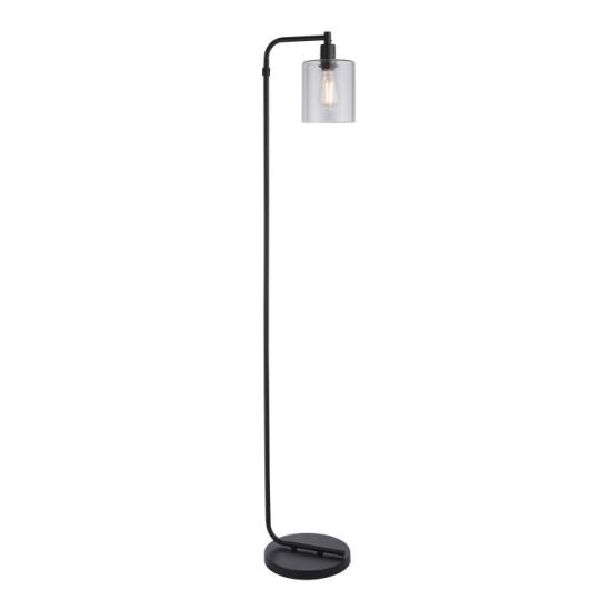 Endon Toledo 1lt Floor in Matt Black & Clear Glass