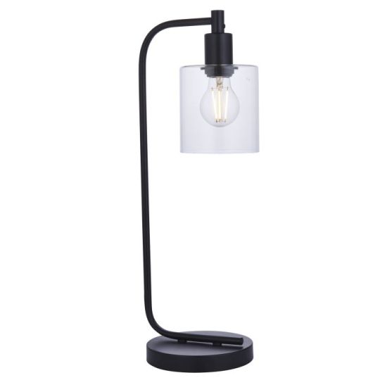 Endon Toledo 1lt Table in Matt Black & Clear Glass