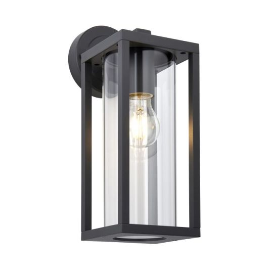 Endon Hamden 1lt Wall in Textured Black & Clear Glass
