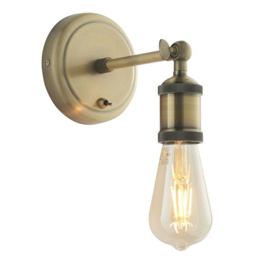 Endon Hal 1lt Wall in Antique Brass Plate