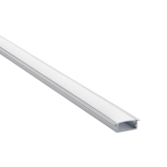 Saxby Rigelslim Recessed Wide 2M Aluminium Profile/Extrusion Silver in Silver Anodised & Opal Pc