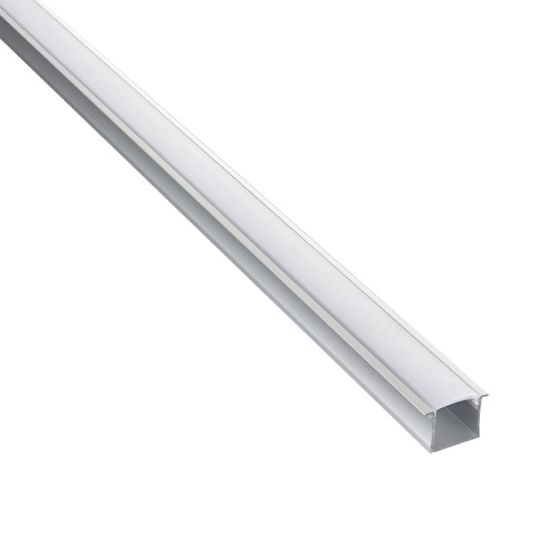 Saxby Rigel Recessed Wide 2M Aluminium Profile/Extrusion Silver in Silver Anodised & Opal Pc
