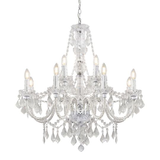 Endon Clarence 12lt Pendant in Clear Acrylic & Chrome Plate