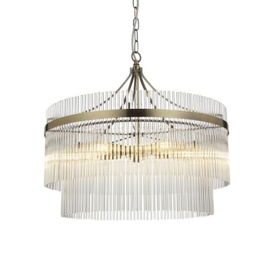 Endon Marietta 5lt Pendant in Antique Brass Plate & Clear Glass