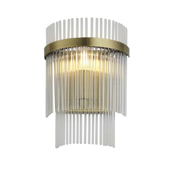 Endon Marietta 1lt Wall in Antique Brass Plate & Clear Glass