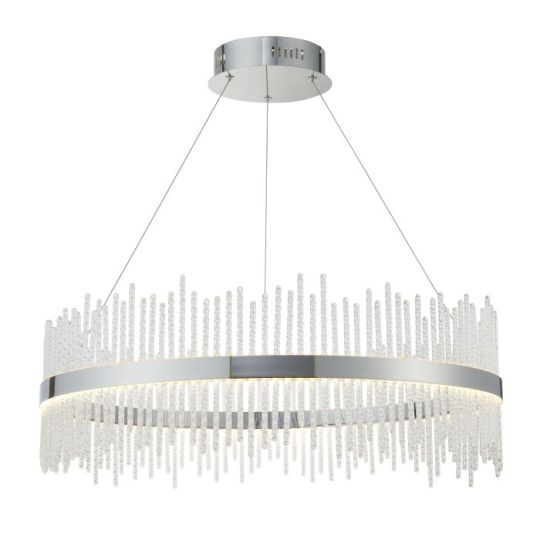 Blackstone Zephyr 1 lt 350-1630mm x 700mm Single Pendant Light Finished In Chrome Plate & Clear Glass