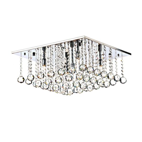 Dar Abacus 5 Light Flush Polished Chrome Crystal