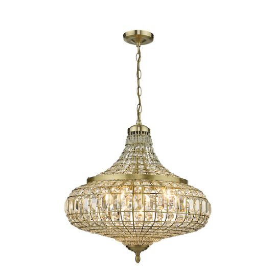Dar Asmara 6 Light Pendant Antique Brass Crystal