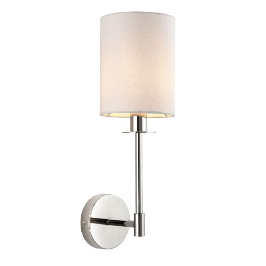 Blackstone Luminae 1 lt 170mm x 405mm x 130mm Shade Wall Light Finished In Bright Nickel Plate & Vintage White Fabric