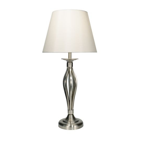 Dar Bybliss Table Lamp Satin Chrome With Shade (Multipack)