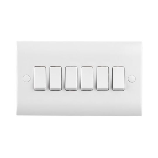 Saxby Curved Edge 10Ax 6G 2-Way Switch in White