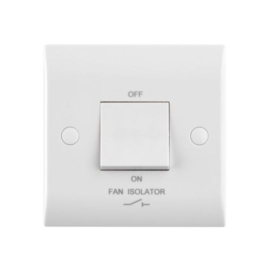 Saxby Curved Edge 10Ax 1G 3-Pole Fan Isolator Switch in White