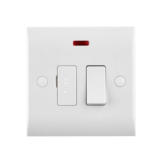 Saxby Curved Edge 13A Switched Fused Spur Unit With Neon in White