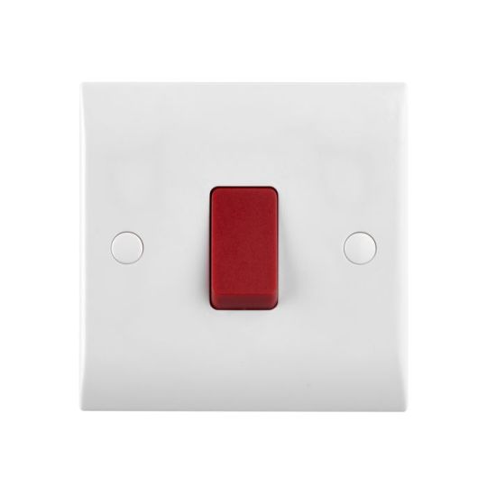 Saxby Curved Edge 45A 1G Dp Switch in White