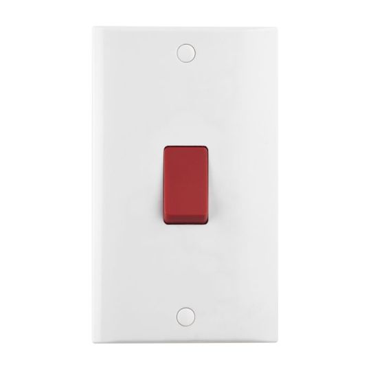 Saxby Curved Edge 45A Large Plate Dp Switch in White