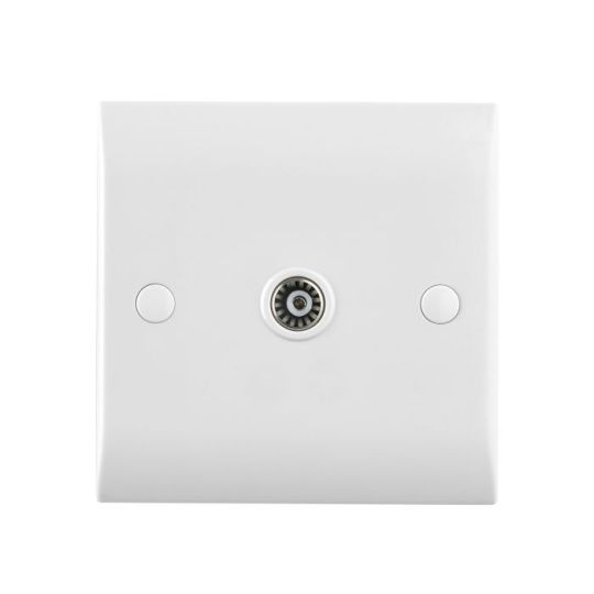 Saxby Curved Edge Coax Tv Socket (Non Isolated) in White