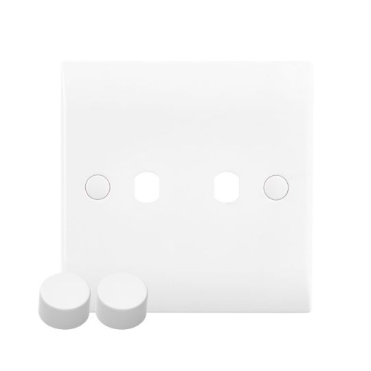 Saxby Curved Edge 2G Dimmer Plate With Dimmer Caps in White