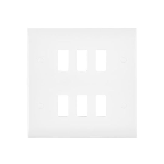 Saxby Curved Edge 6G Grid Front Plate in White
