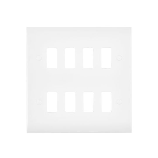 Saxby Curved Edge 8G Grid Front Plate in White
