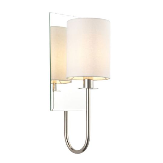 Blackstone Lumidore 1 lt 175mm x 430mm x 150mm Shade Wall Light Finished In Bright Nickel Plate & Vintage White Fabric