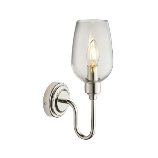 Blackstone Candore 1 lt 185mm x 335mm x 110mm Glass Wall Light Finished In Bright Nickel Plate & Clear Glass