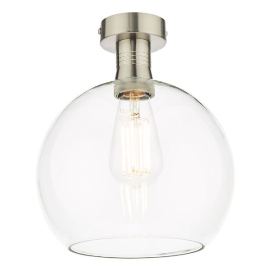 Dar Emerson Semi Flush Antique Chrome Round Clear Glass