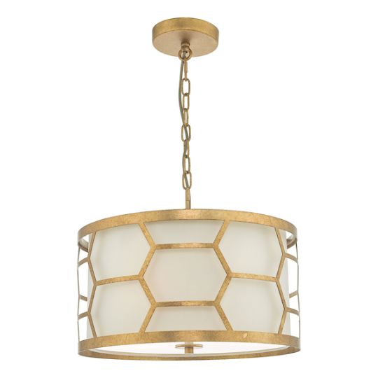 Dar Epstein 3 Light Pendant Gold With Ivory Shade