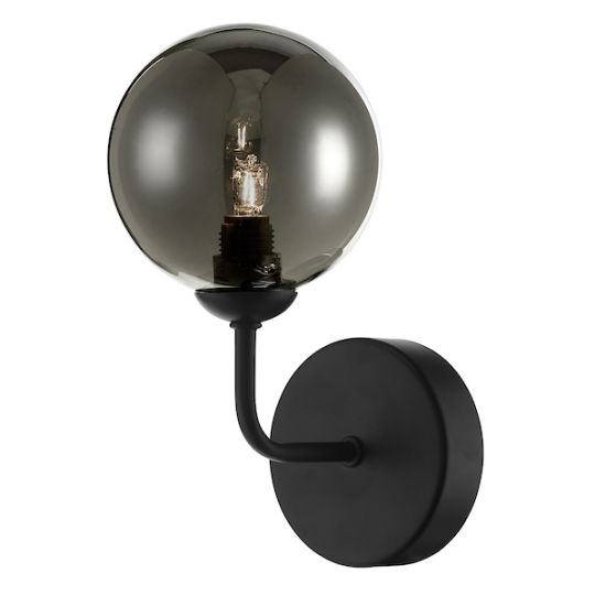 Dar Feya Wall Light Matt Black Smoked Glass