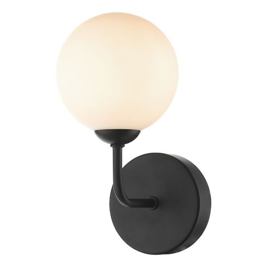 Dar Feya Wall Light Matt Black Opal Glass