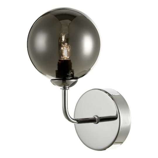 Dar Feya Wall Light Polished Chrome Smoked Glass