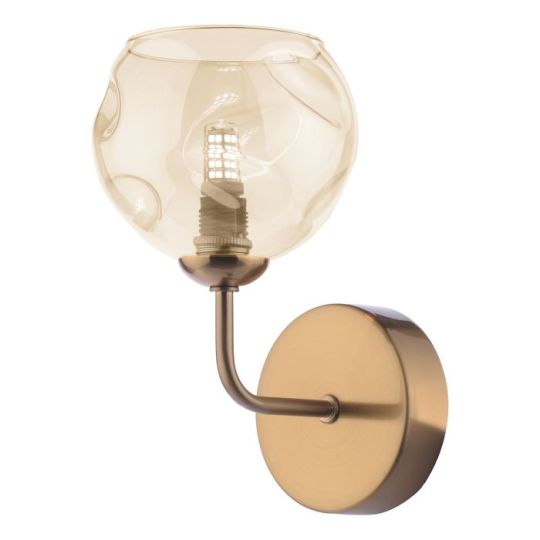 Dar Feya Wall Light Antique Bronze & Champagne Dimpled Glass