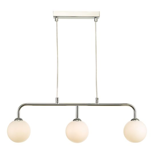 Dar Feya 3 Light Bar Pendant Polished Chrome Opal Glass
